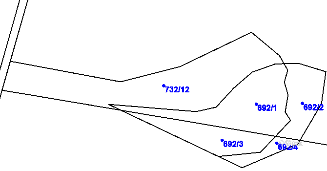 Parcela st. 732/12 v KÚ Oldřišov, Katastrální mapa