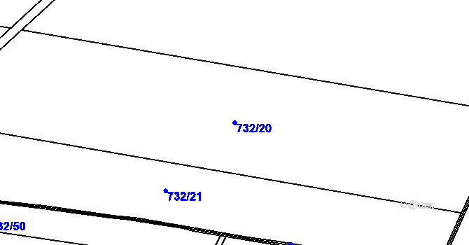 Parcela st. 732/20 v KÚ Oldřišov, Katastrální mapa
