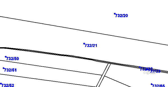 Parcela st. 732/21 v KÚ Oldřišov, Katastrální mapa