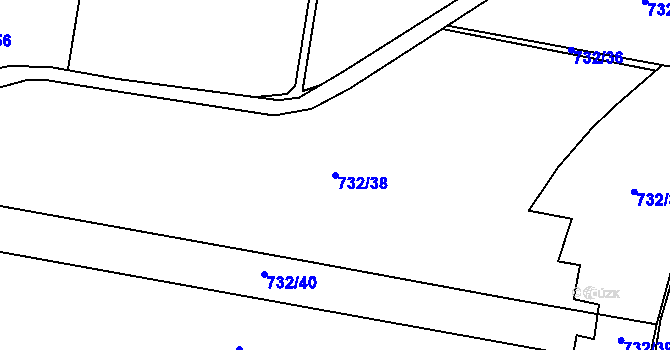 Parcela st. 732/38 v KÚ Oldřišov, Katastrální mapa