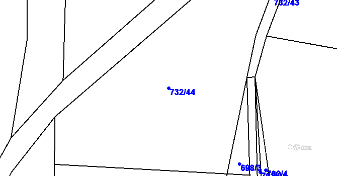 Parcela st. 732/44 v KÚ Oldřišov, Katastrální mapa