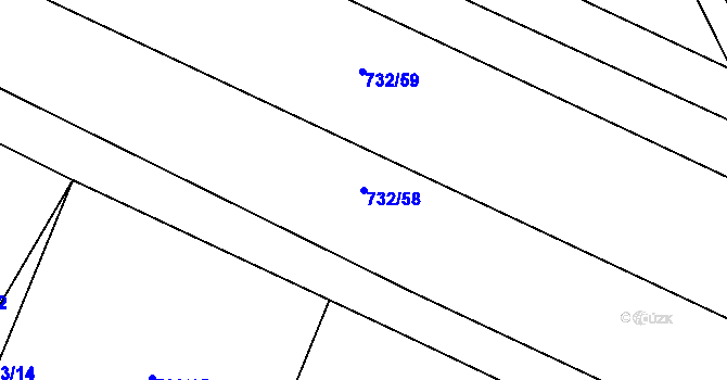 Parcela st. 732/58 v KÚ Oldřišov, Katastrální mapa