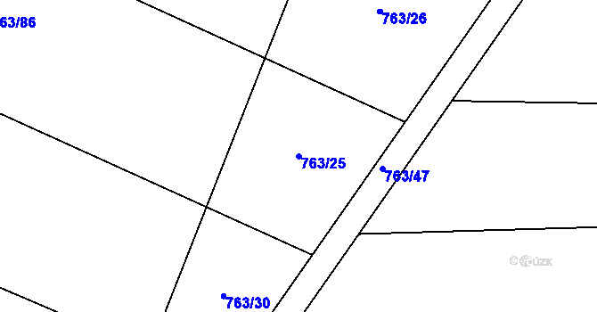Parcela st. 763/25 v KÚ Oldřišov, Katastrální mapa