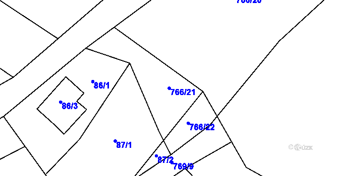 Parcela st. 766/21 v KÚ Oldřišov, Katastrální mapa