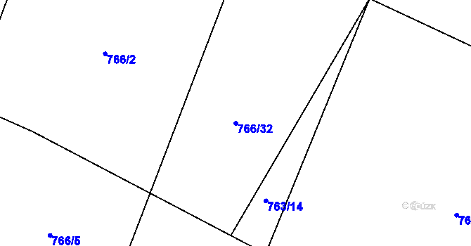 Parcela st. 766/32 v KÚ Oldřišov, Katastrální mapa