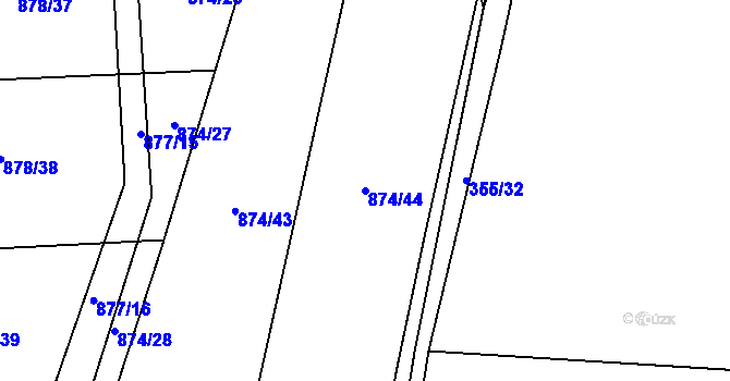 Parcela st. 874/44 v KÚ Oldřišov, Katastrální mapa