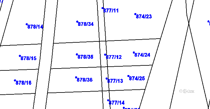 Parcela st. 877/12 v KÚ Oldřišov, Katastrální mapa