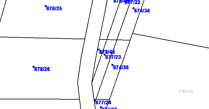 Parcela st. 877/23 v KÚ Oldřišov, Katastrální mapa