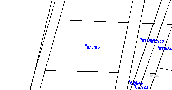 Parcela st. 878/25 v KÚ Oldřišov, Katastrální mapa
