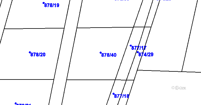 Parcela st. 878/40 v KÚ Oldřišov, Katastrální mapa