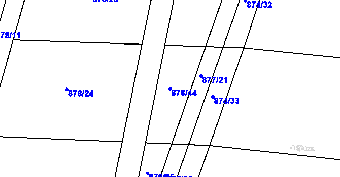 Parcela st. 878/44 v KÚ Oldřišov, Katastrální mapa
