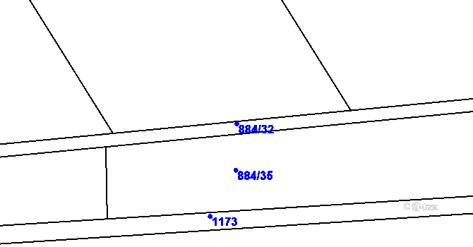 Parcela st. 884/32 v KÚ Oldřišov, Katastrální mapa