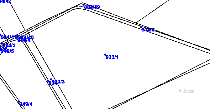 Parcela st. 933/1 v KÚ Oldřišov, Katastrální mapa
