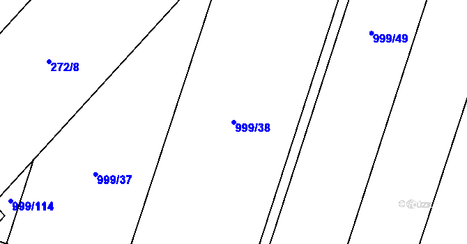 Parcela st. 999/38 v KÚ Oldřišov, Katastrální mapa
