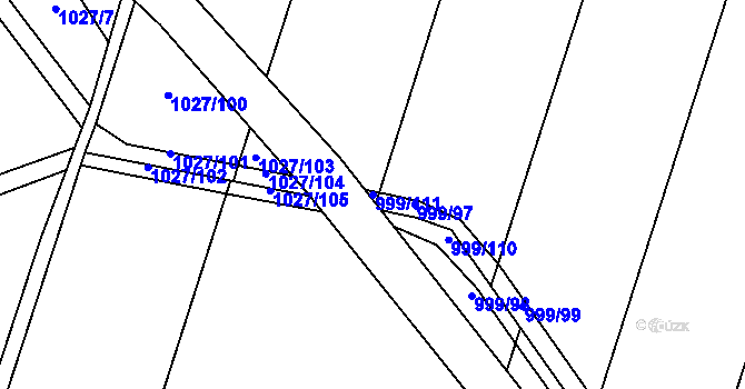 Parcela st. 999/111 v KÚ Oldřišov, Katastrální mapa
