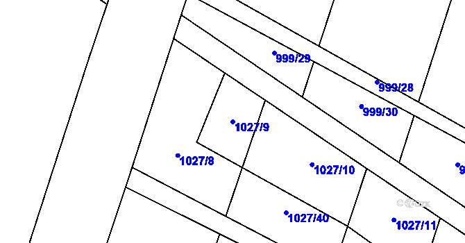 Parcela st. 1027/9 v KÚ Oldřišov, Katastrální mapa