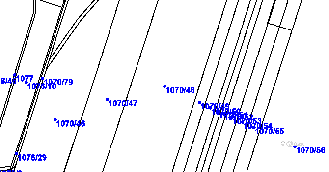 Parcela st. 1070/48 v KÚ Oldřišov, Katastrální mapa