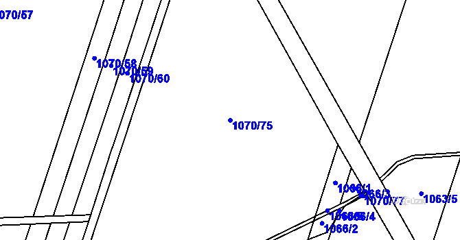 Parcela st. 1070/75 v KÚ Oldřišov, Katastrální mapa