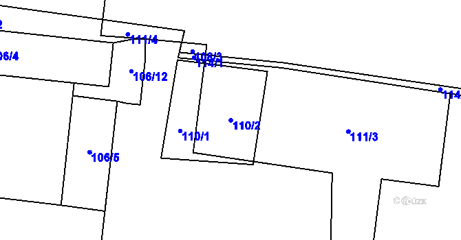 Parcela st. 110/2 v KÚ Oldřišov, Katastrální mapa