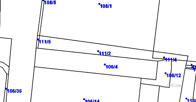 Parcela st. 111/2 v KÚ Oldřišov, Katastrální mapa
