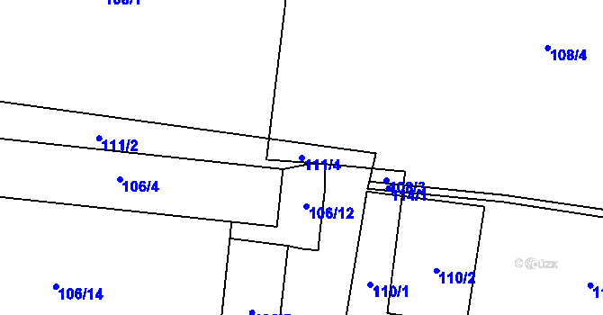 Parcela st. 111/4 v KÚ Oldřišov, Katastrální mapa
