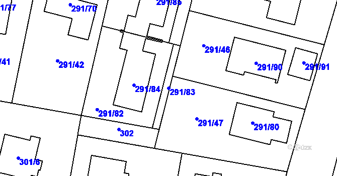Parcela st. 291/83 v KÚ Oldřišov, Katastrální mapa