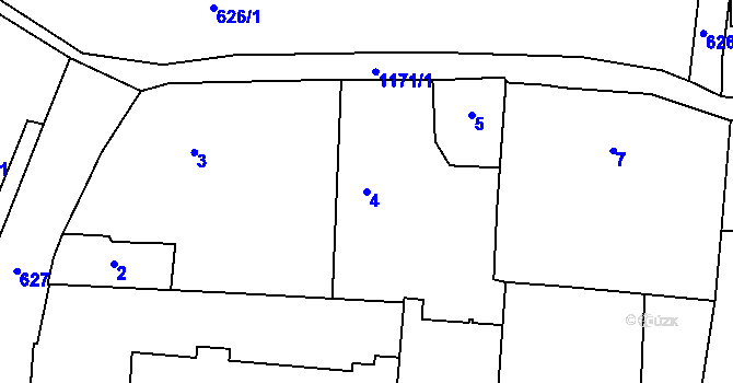 Parcela st. 4 v KÚ Oldřišov, Katastrální mapa