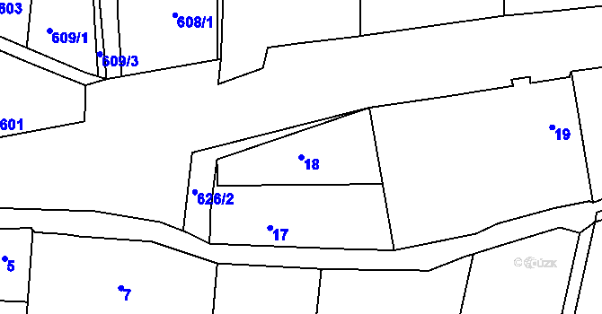 Parcela st. 18 v KÚ Oldřišov, Katastrální mapa