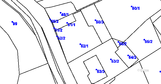 Parcela st. 52 v KÚ Oldřišov, Katastrální mapa