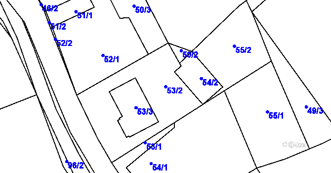 Parcela st. 53/2 v KÚ Oldřišov, Katastrální mapa