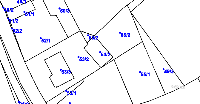 Parcela st. 54/2 v KÚ Oldřišov, Katastrální mapa