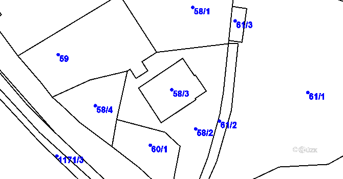 Parcela st. 58/3 v KÚ Oldřišov, Katastrální mapa