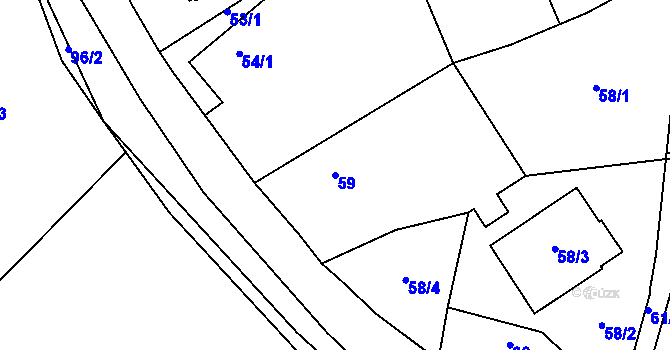 Parcela st. 59 v KÚ Oldřišov, Katastrální mapa