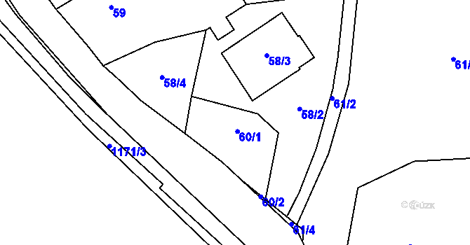Parcela st. 60 v KÚ Oldřišov, Katastrální mapa