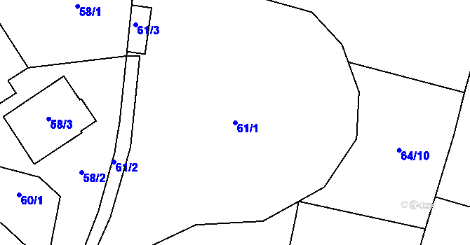 Parcela st. 61/1 v KÚ Oldřišov, Katastrální mapa