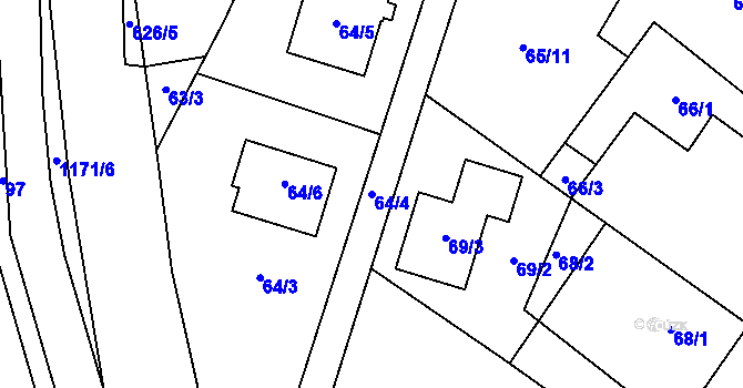 Parcela st. 64/4 v KÚ Oldřišov, Katastrální mapa