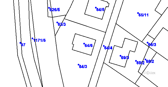Parcela st. 64/6 v KÚ Oldřišov, Katastrální mapa