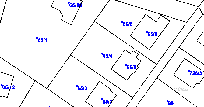 Parcela st. 65/4 v KÚ Oldřišov, Katastrální mapa