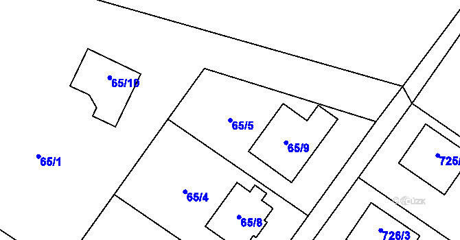 Parcela st. 65/5 v KÚ Oldřišov, Katastrální mapa