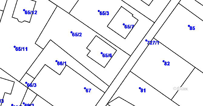 Parcela st. 65/6 v KÚ Oldřišov, Katastrální mapa