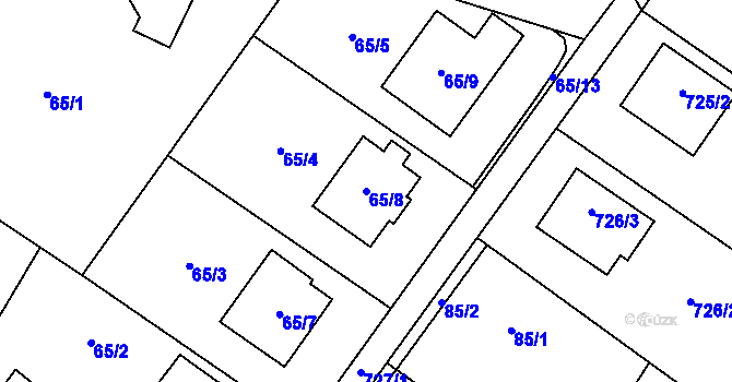 Parcela st. 65/8 v KÚ Oldřišov, Katastrální mapa
