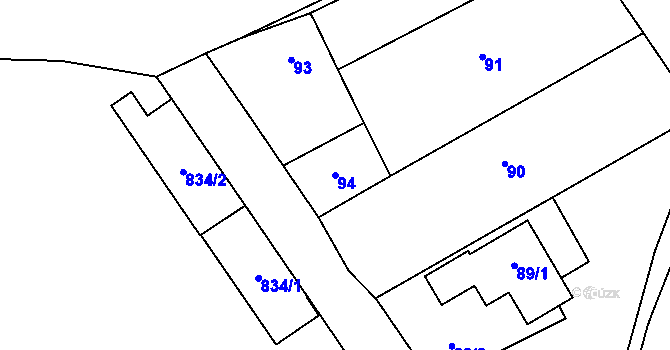 Parcela st. 94 v KÚ Oldřišov, Katastrální mapa