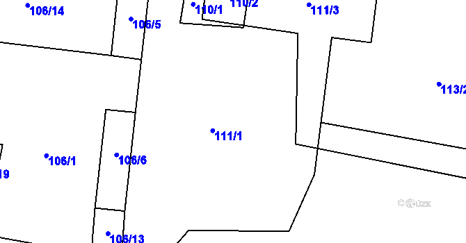 Parcela st. 111 v KÚ Oldřišov, Katastrální mapa