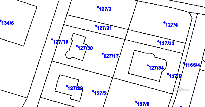 Parcela st. 127/17 v KÚ Oldřišov, Katastrální mapa