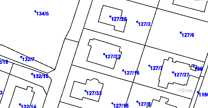 Parcela st. 127/23 v KÚ Oldřišov, Katastrální mapa