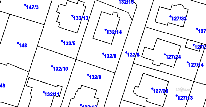 Parcela st. 132/8 v KÚ Oldřišov, Katastrální mapa