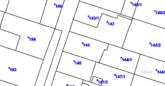 Parcela st. 145 v KÚ Oldřišov, Katastrální mapa