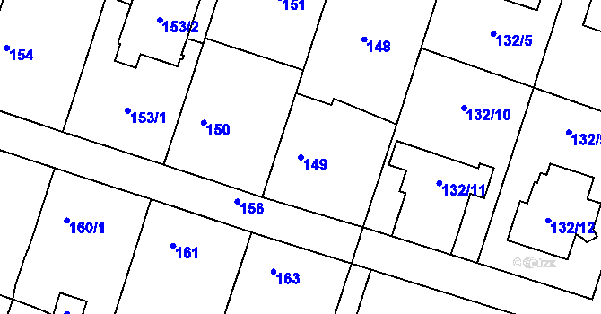 Parcela st. 149 v KÚ Oldřišov, Katastrální mapa