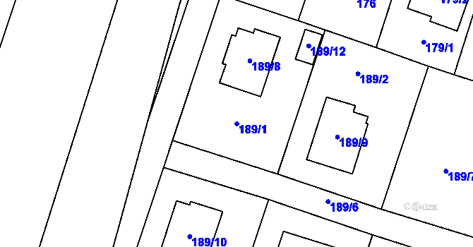 Parcela st. 189/1 v KÚ Oldřišov, Katastrální mapa