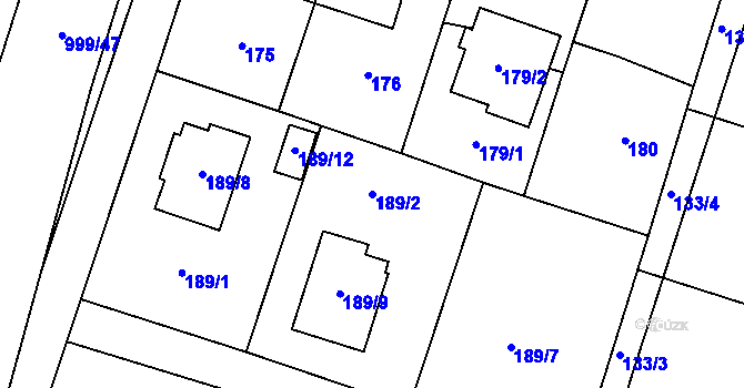 Parcela st. 189/2 v KÚ Oldřišov, Katastrální mapa